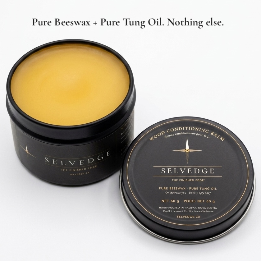 Open tin showing amber balm
